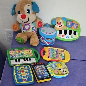 Fisher-Price Multicolor Plush Puppy with Musical Toy Bundle